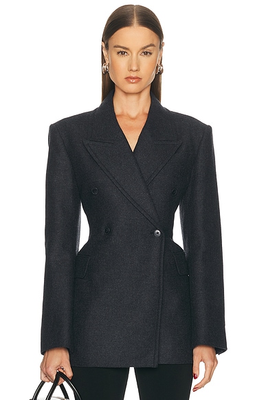 EAVES Hulda Wool Flannel Blazer in Charcoal