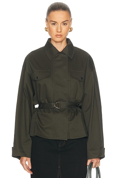 EAVES x Jasmine Tookes Lina Belted Jacket in Dark Moss