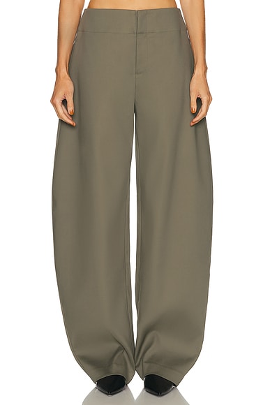 EAVES Mai Sculptural Compact Suiting Pant in Olive