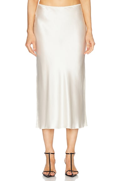 EAVES Chana Silk Midi Skirt in Ivory