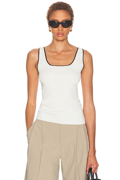 EAVES Cydnee Knit Tank in White With Black