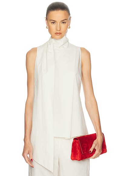 EAVES Noam Poplin Top in Chalk