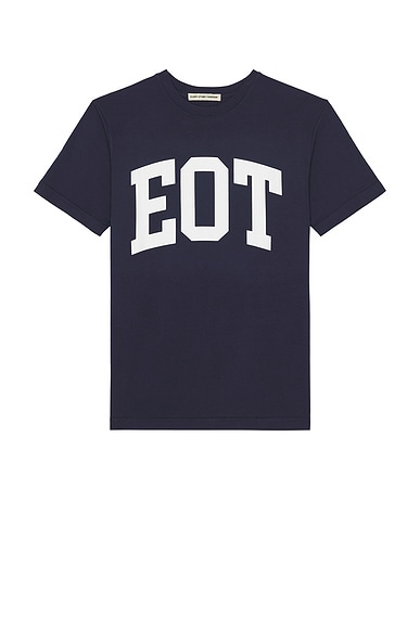 Every Other Thursday Garment Dyed Collegiate Logo Tee in Navy