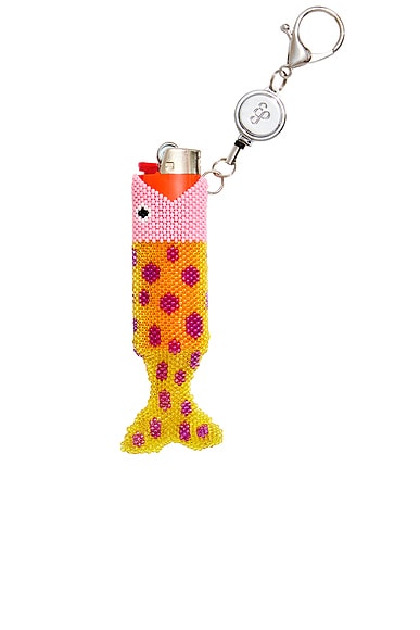 Beaded Fish Retractable Lighter Keychain