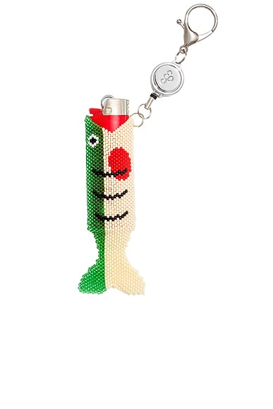 Beaded Fish Retractable Lighter Keychain