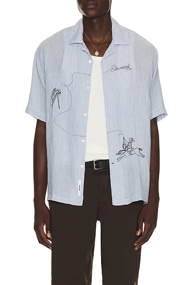 Edmmond Studios Western Shirt in Plain Dark Blue