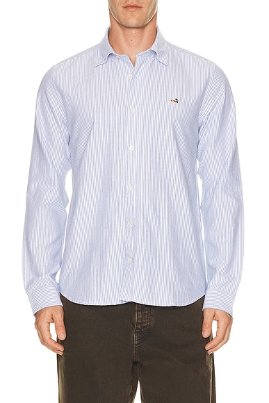 Edmmond Studios Duck Striped Shirt in Plain Light Blue