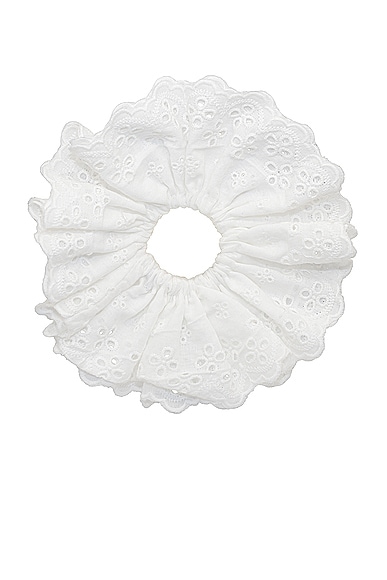 Eyelet Scrunchie in White