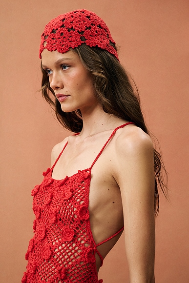 Eliou for FWRD Rita Crochet Headpiece in Cherry