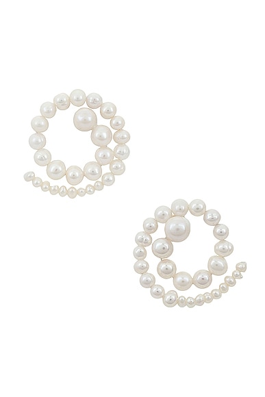 Eliou Spiral Earrings in Freshwater Pearl