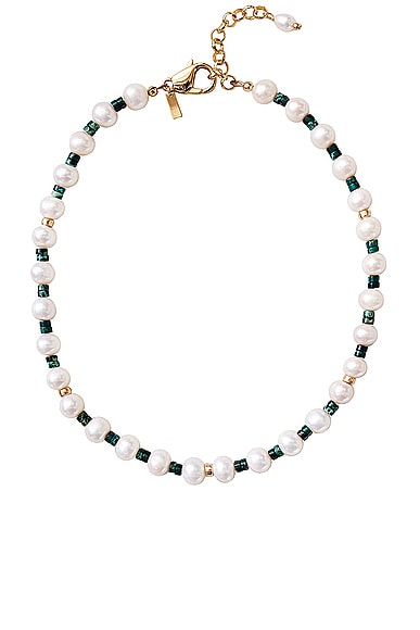 Eliou Fern Necklace in Pearl & Green
