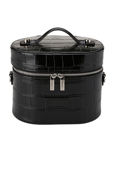 ETOILE COLLECTIVE Oval Toiletry Case in Noir Croc