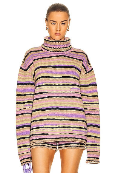 Cashmere Horizon Loom Oversize Mock Sweater