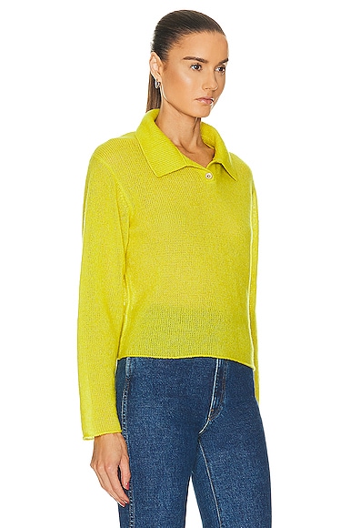 Shop The Elder Statesman Nimbus Henley Sweater In Chartreuse