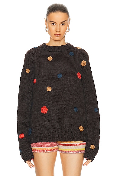 Mini Flowered Oversize Crew Sweater