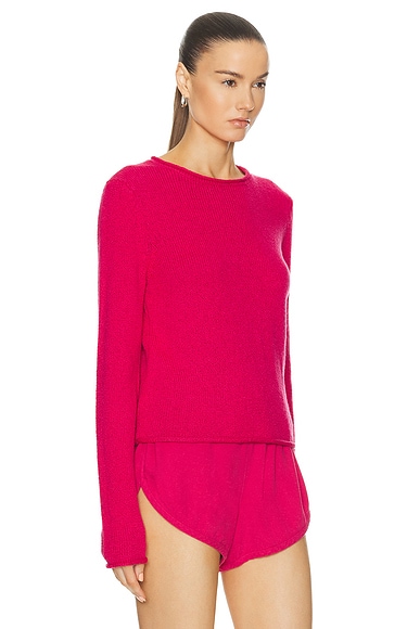 Shop The Elder Statesman Solid Roll Crewneck Sweater In Flamingo