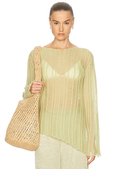 The Elder Statesman Nimbus Lola Pullover Sweater in Sage