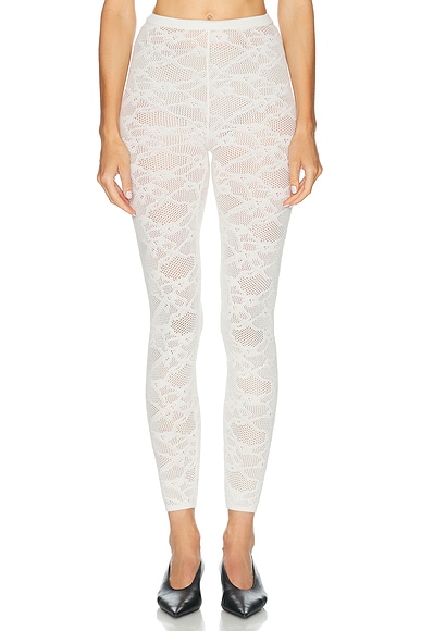 The Elder Statesman Wide Pointelle Legging in Bone
