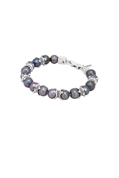 Emanuele Bicocchi Black Pearl Bracelet With Claws in Black & Silver