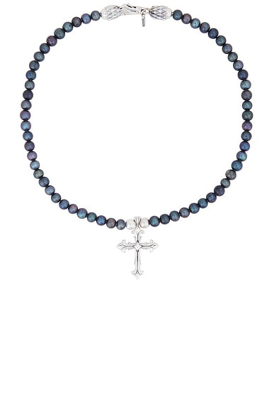 Black Pearl Necklace With Cross