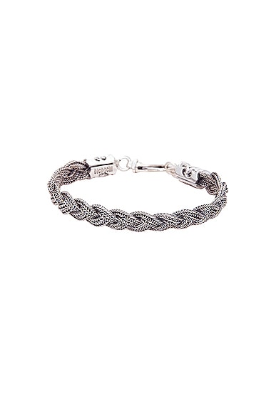 Flat Braided Bracelet in Metallic Silver