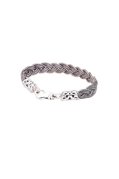Shop Emanuele Bicocchi Flat Braided Bracelet In Silver