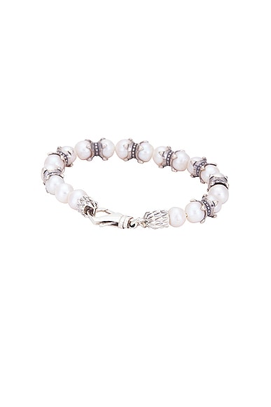 Shop Emanuele Bicocchi Large Pearl Bracelet In White
