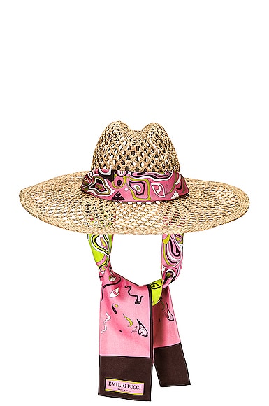 Emilio Pucci Wide Brim Beach Hat in Neutral