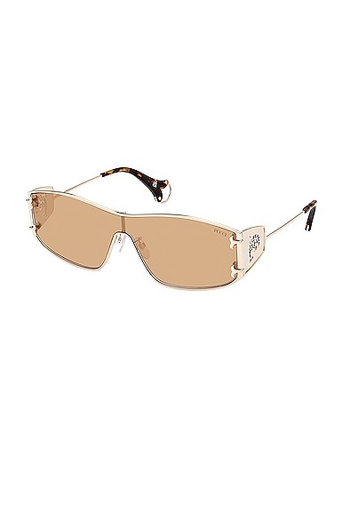 Shop Emilio Pucci Shield Sunglasses In Shiny Pale Gold