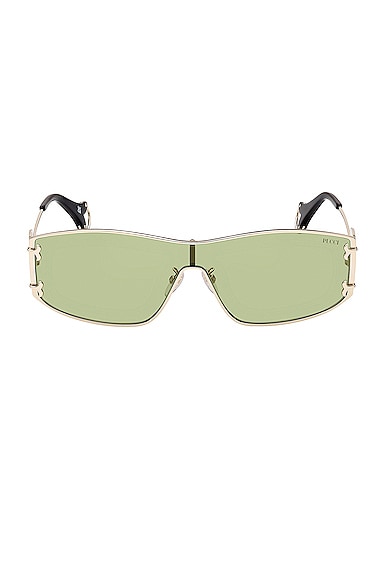 Emilio Pucci Shield Sunglasses in Shiny Pale Shiny Pale Gold & Green