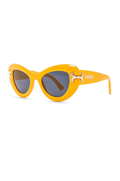 Shop Emilio Pucci Cat Eye Acetate Sunglasses In Yellow