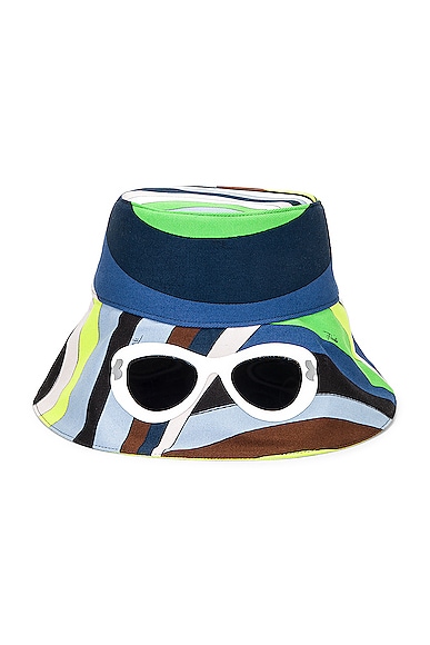 Emilio Pucci Bucket Hat In Verde & Avio