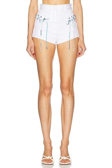 Emilio Pucci High Waist Mini Short in Bianco