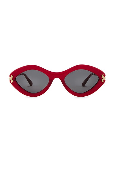 Emilio Pucci Oval Sunglasses in Shiny Red & Smoke