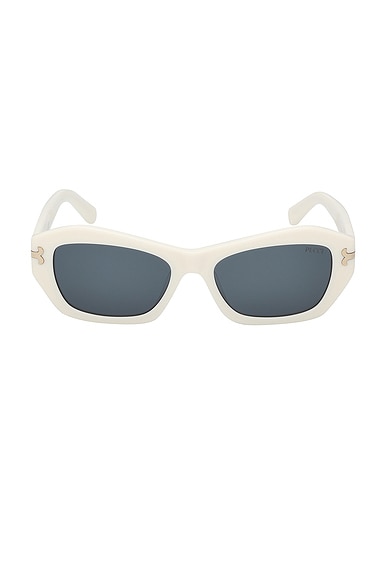 Emilio Pucci Geometric Sunglasses in Shiny White & Blue