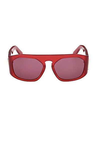 Emilio Pucci Rectangular Sunglasses in Shiny Opal Red & Rose
