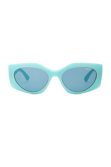Emilio Pucci Oval Sunglasses in Light Blue
