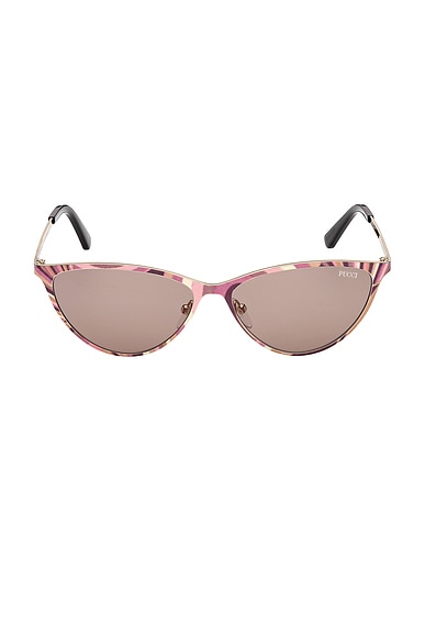 Pucci Cat Eye Sunglasses in Shiny Iride Violet, Pale Gold, & Brown