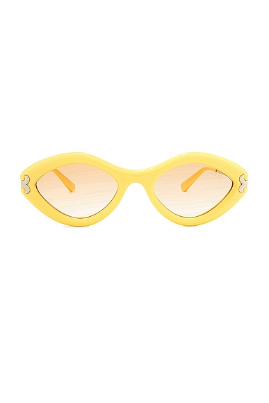 Emilio Pucci Oval Sunglasses in Shiny Yellow & Gradient Brown