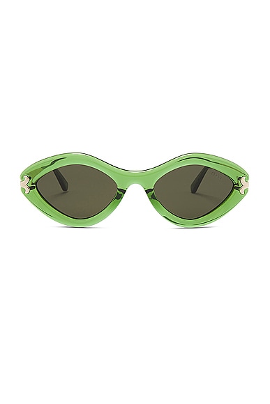 Emilio Pucci Oval Sunglasses in Shiny Light Green
