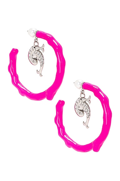 Emilio Pucci Charm Hoop Earrings In Rosso