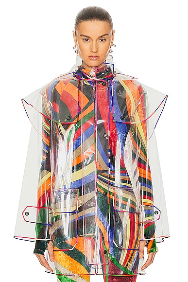Emilio Pucci Transparent Polyurethane Raincoat In Trasparente