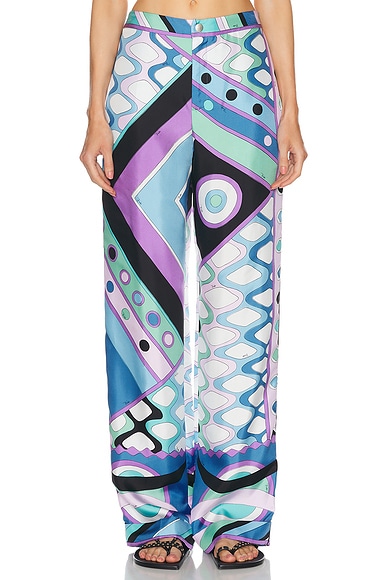 Emilio Pucci Straight Leg Pant in Celeste & Bianco | FWRD
