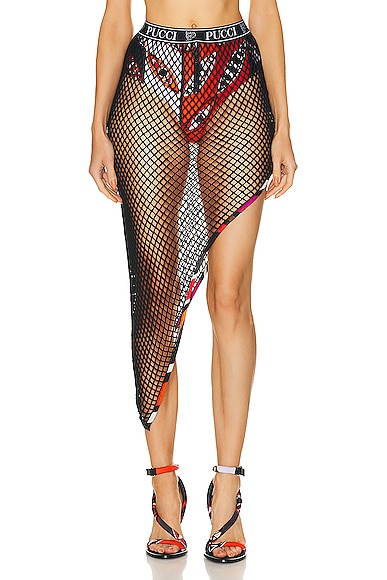 Fishnet Asymmetrical Skirt