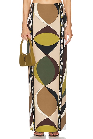 EMILIO PUCCI タイトスカート 36 Emilio Pucci Blue and White Abstract Print Maxi Skirt With