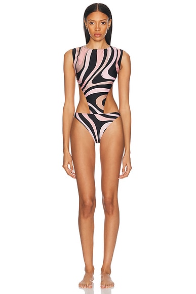 Emilio Pucci One Piece Swimsuit in Nero & Nude