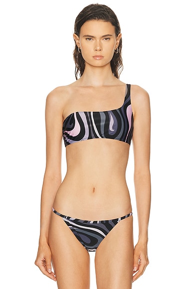 Emilio Pucci Bra Bikini Top in Black & Pink