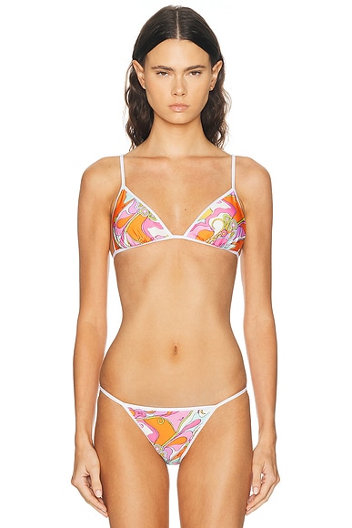 Pucci Lycra Triangle Bikini Top in Multicolor