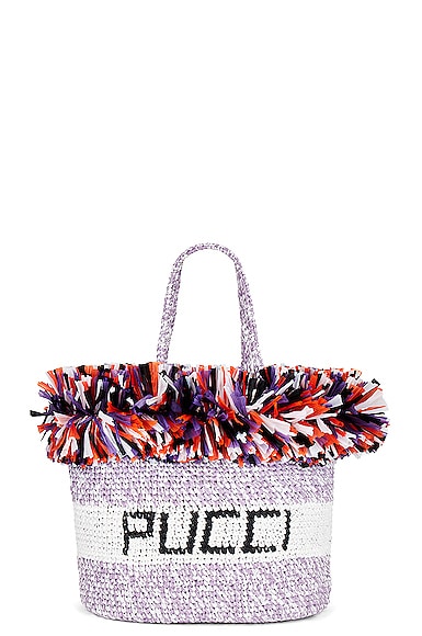 Emilio Pucci Large Rafia Tote Bag in Purple