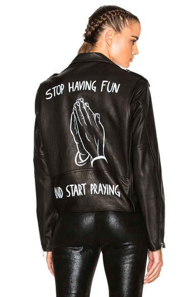 Stop Having Fun Leather Jacket